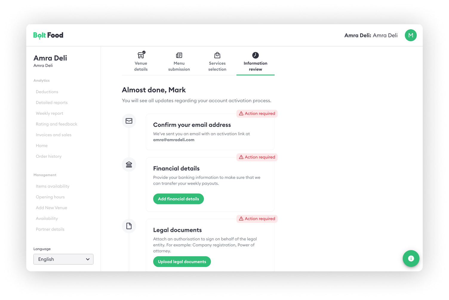 Bolt self-signup-flow interface